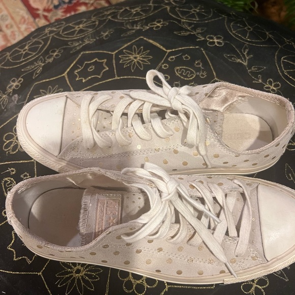 Converse All Star 8 Grey Suede Gold Polka Dots Chuck Taylors - Picture 9 of 9